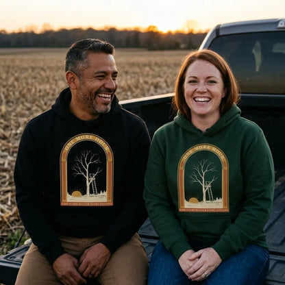 One More Hour funny deer hunting hoodie — lifestyle