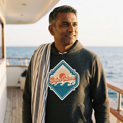 Surface Interval vintage scuba diving travel decal hoodie — lifestyle
