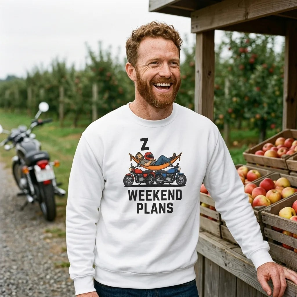 Weekend Plans funny motorcycle dad crewneck sweatshirt — lifestyle
