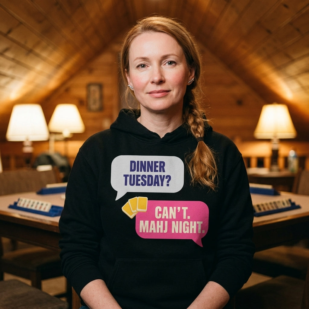 Mahj Night funny mahjong hoodie — lifestyle