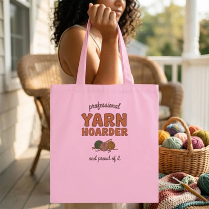 Professional Yarn Hoarder crochet cottagecore cotton tote bag — lifestyle