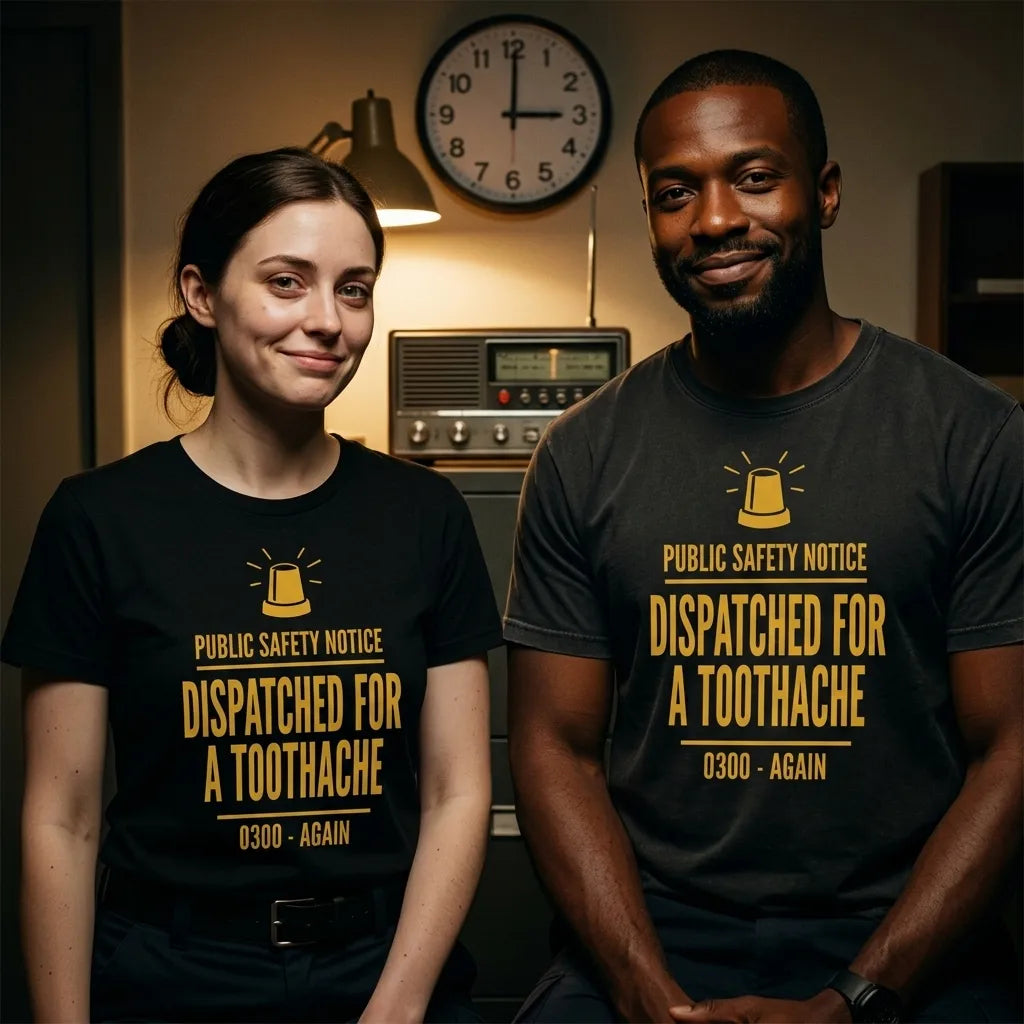 Dispatched For a Toothache funny EMS paramedic t-shirt — lifestyle