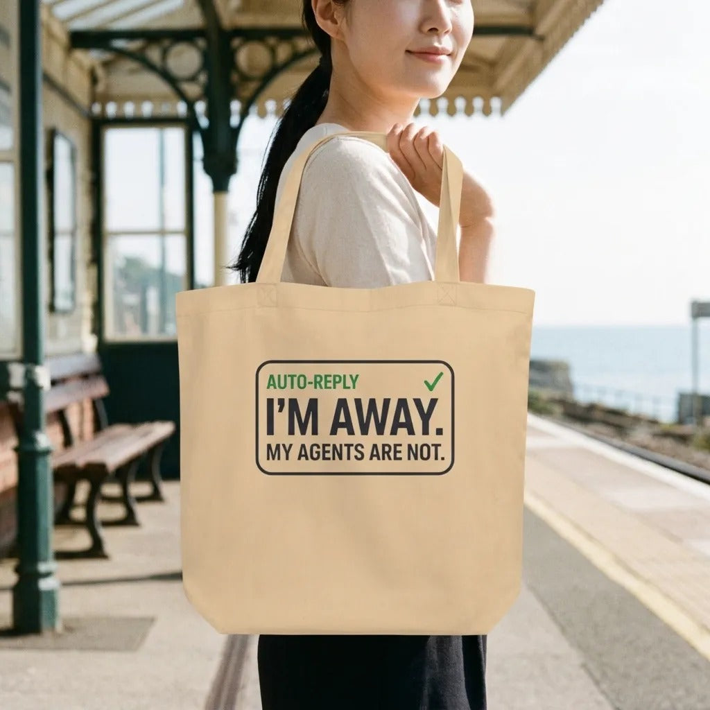 Auto-Reply agentic AI engineer canvas tote bag — lifestyle