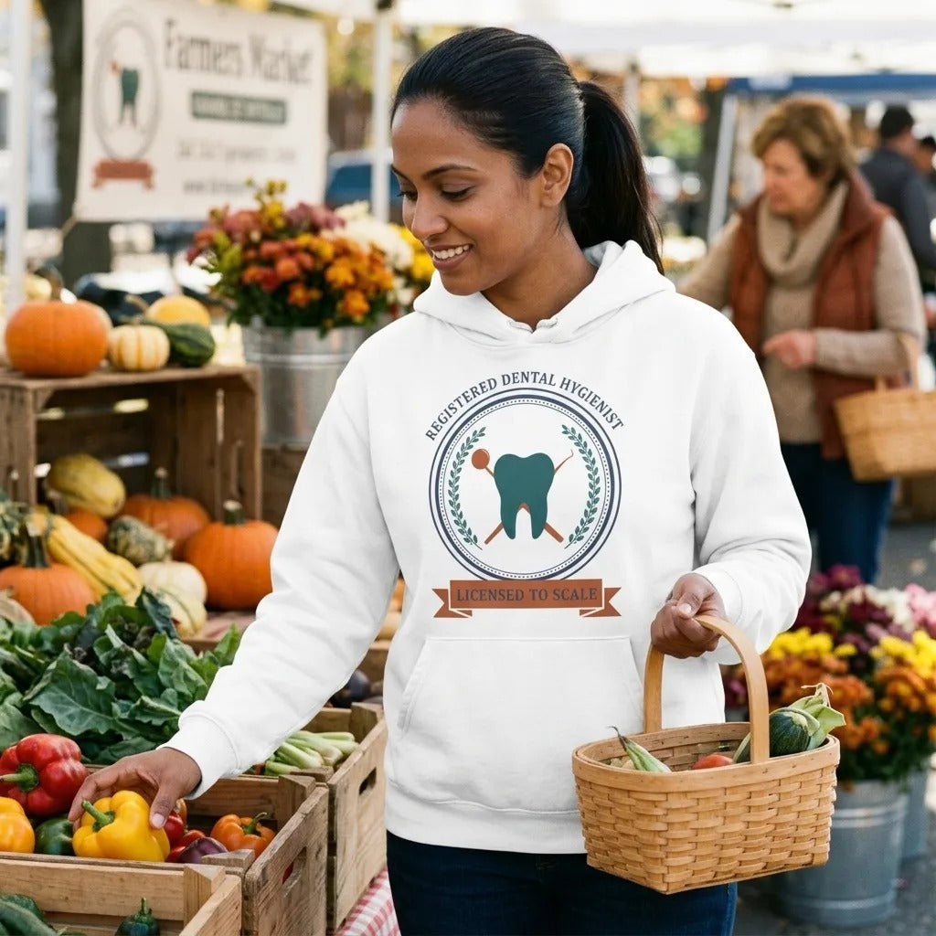 Licensed to Scale registered dental hygienist hoodie — lifestyle