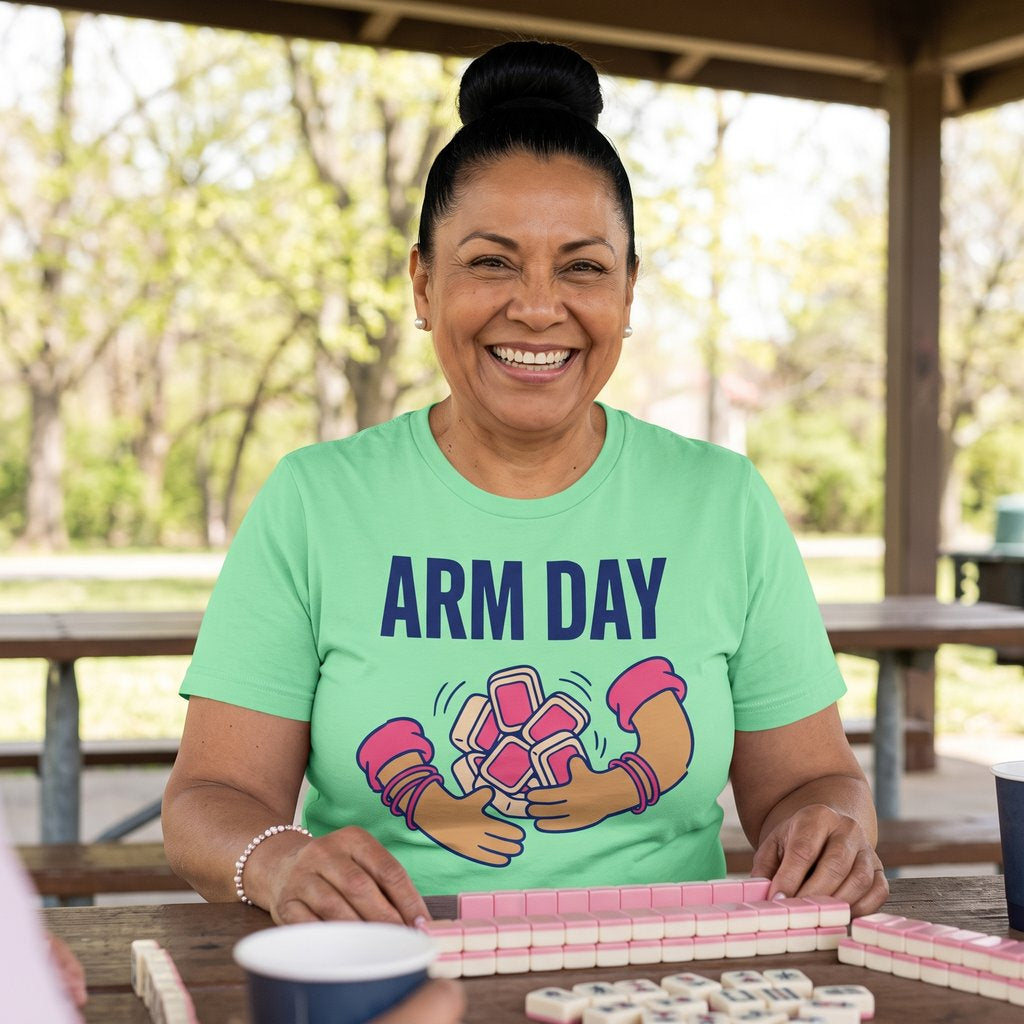 Arm Day funny mahjong tee — lifestyle