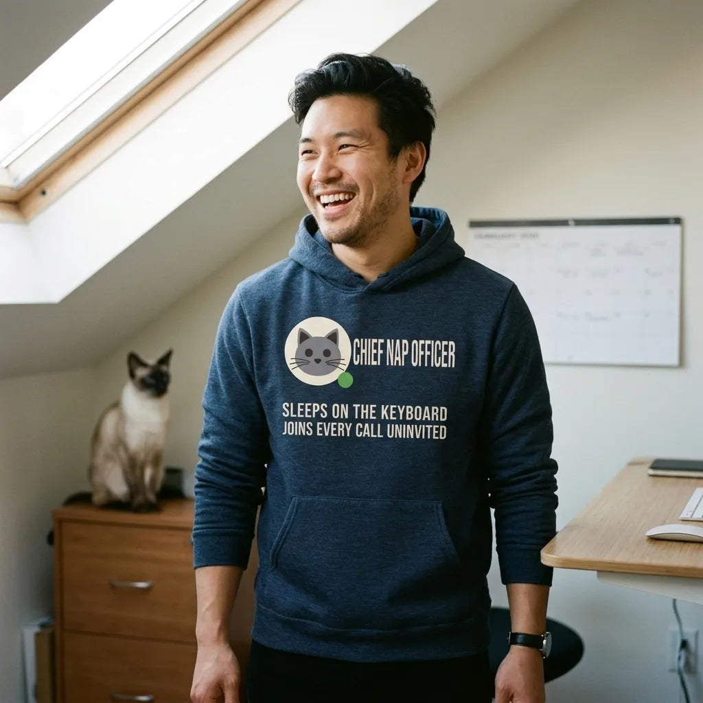 Chief Nap Officer cat profile card unisex hoodie — lifestyle