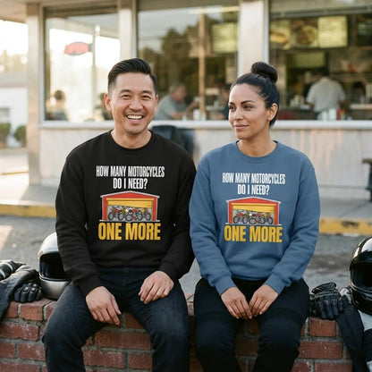 One More funny motorcycle crewneck sweatshirt — lifestyle