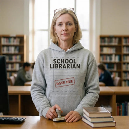 Property of the School Library card catalog school librarian hoodie — lifestyle
