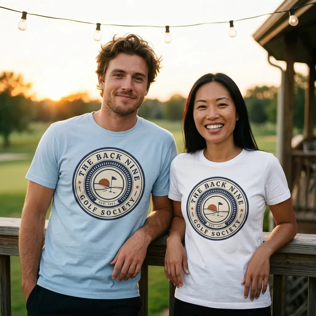 The Back Nine vintage golf roundel tee — lifestyle