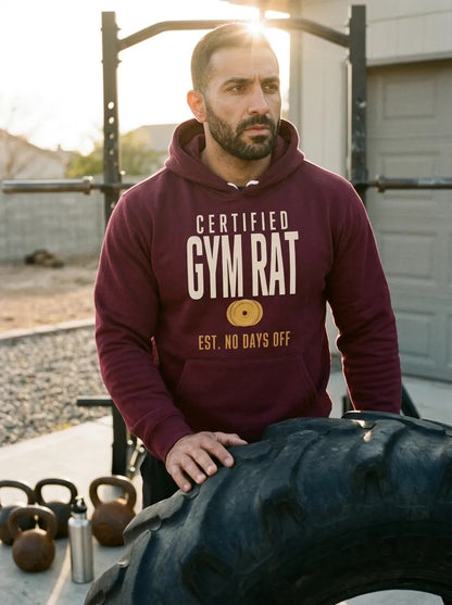 Certified Gym Rat vintage athletic hoodie — lifestyle