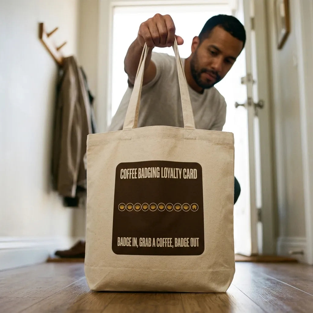 Coffee Badging Loyalty Card eco tote bag — lifestyle