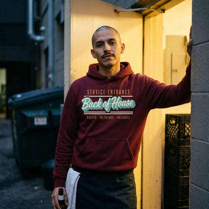 Line Cook Back of House retro diner service sign hoodie — lifestyle
