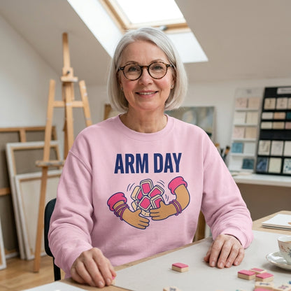 Arm Day funny mahjong crewneck sweatshirt — lifestyle