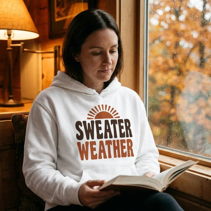 Sweater Weather retro 70s fall hoodie — lifestyle