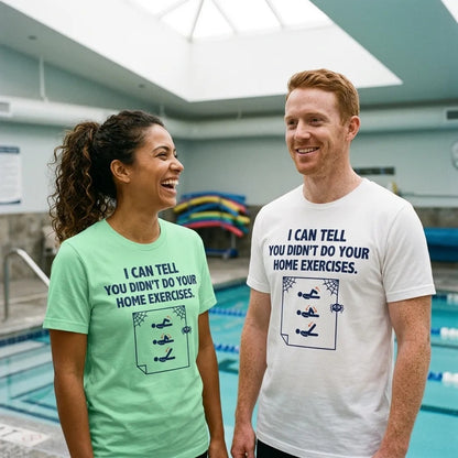 Home Exercises funny physical therapy tee — lifestyle