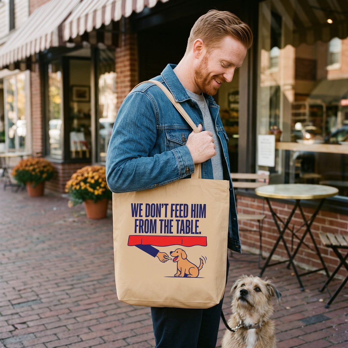 From The Table funny dog dad tote bag — lifestyle