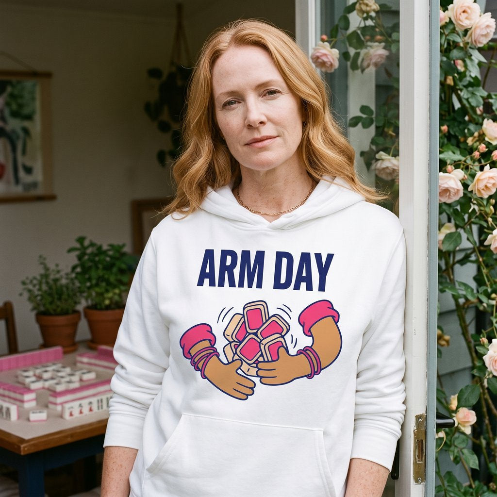 Arm Day funny mahjong hoodie — lifestyle