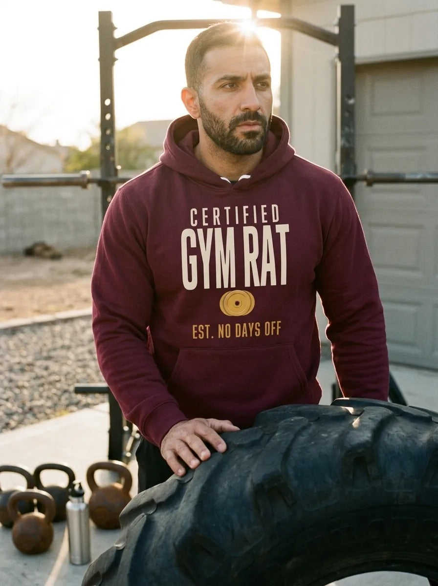 Certified Gym Rat vintage athletic hoodie — lifestyle
