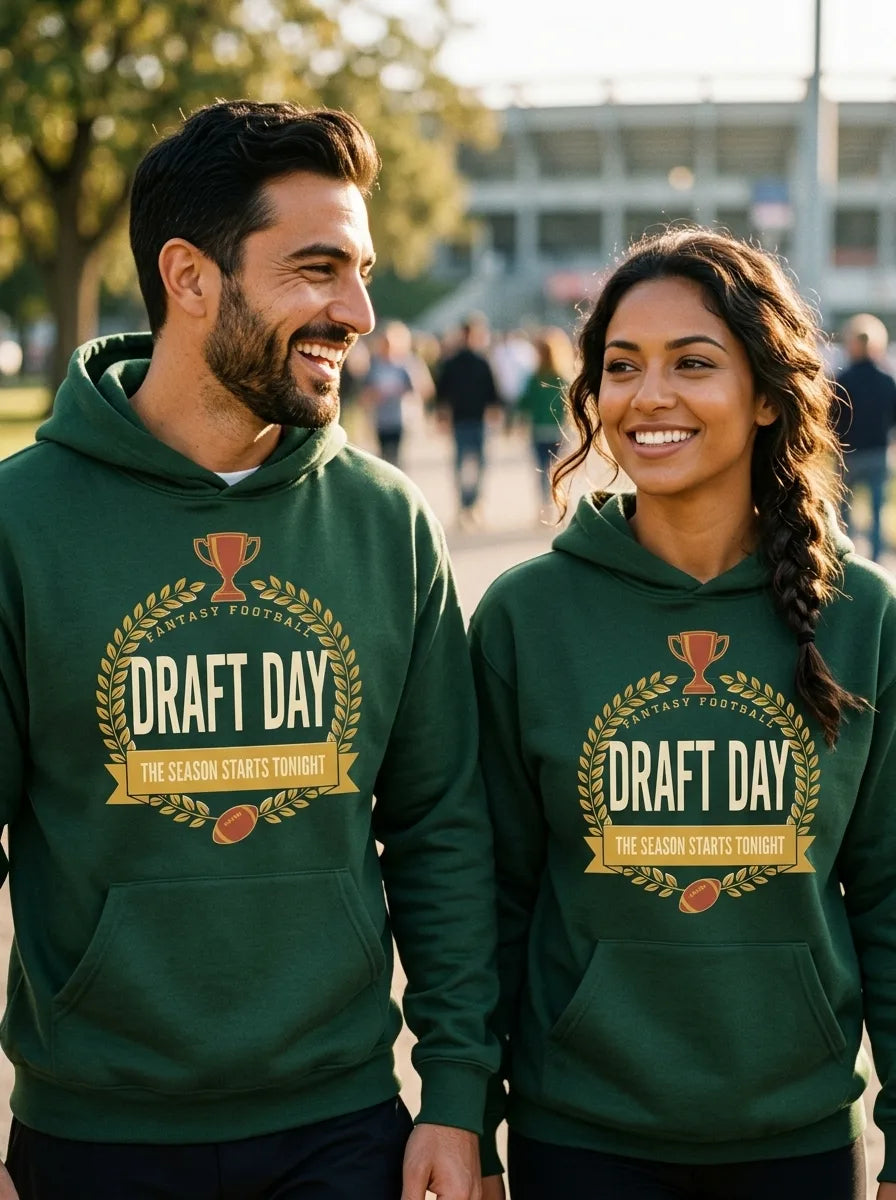 Draft Day Almanac vintage fantasy football draft hoodie — lifestyle