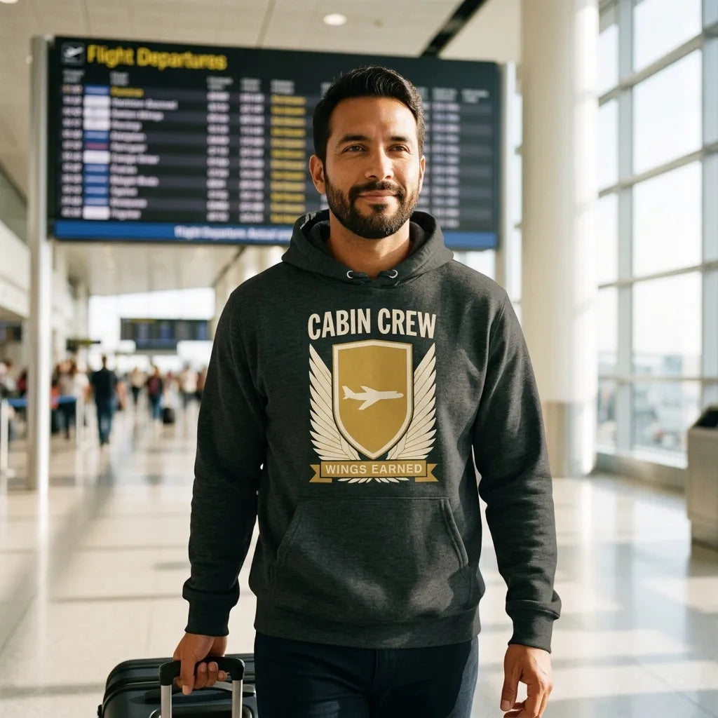 Wings Earned flight attendant hoodie — lifestyle
