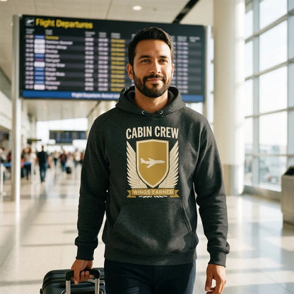 Wings Earned flight attendant hoodie — lifestyle