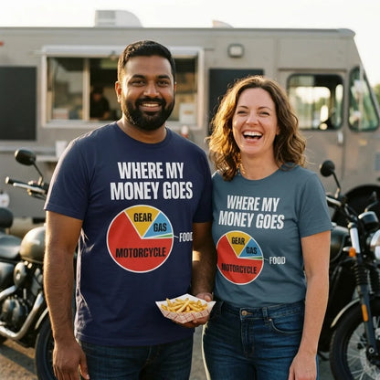 Where My Money Goes funny motorcycle tee — lifestyle