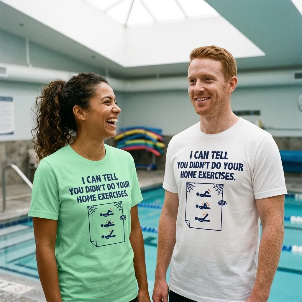 Home Exercises funny physical therapy tee — lifestyle