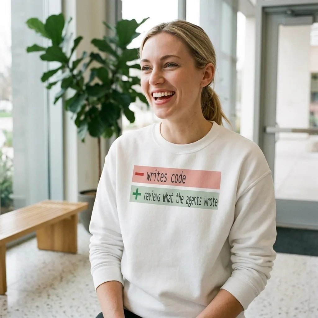 The Diff agentic AI engineer crewneck sweatshirt — lifestyle