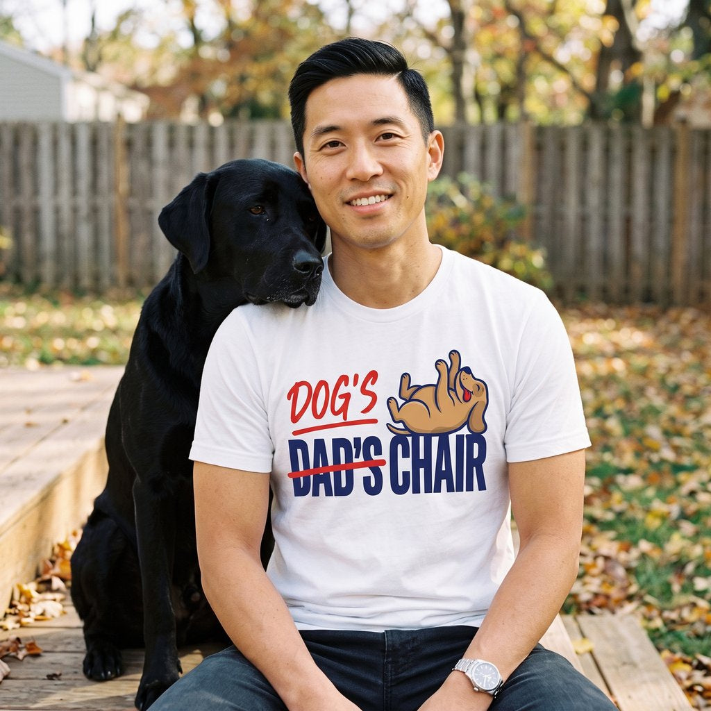 Dog's Chair funny dog dad tee — lifestyle