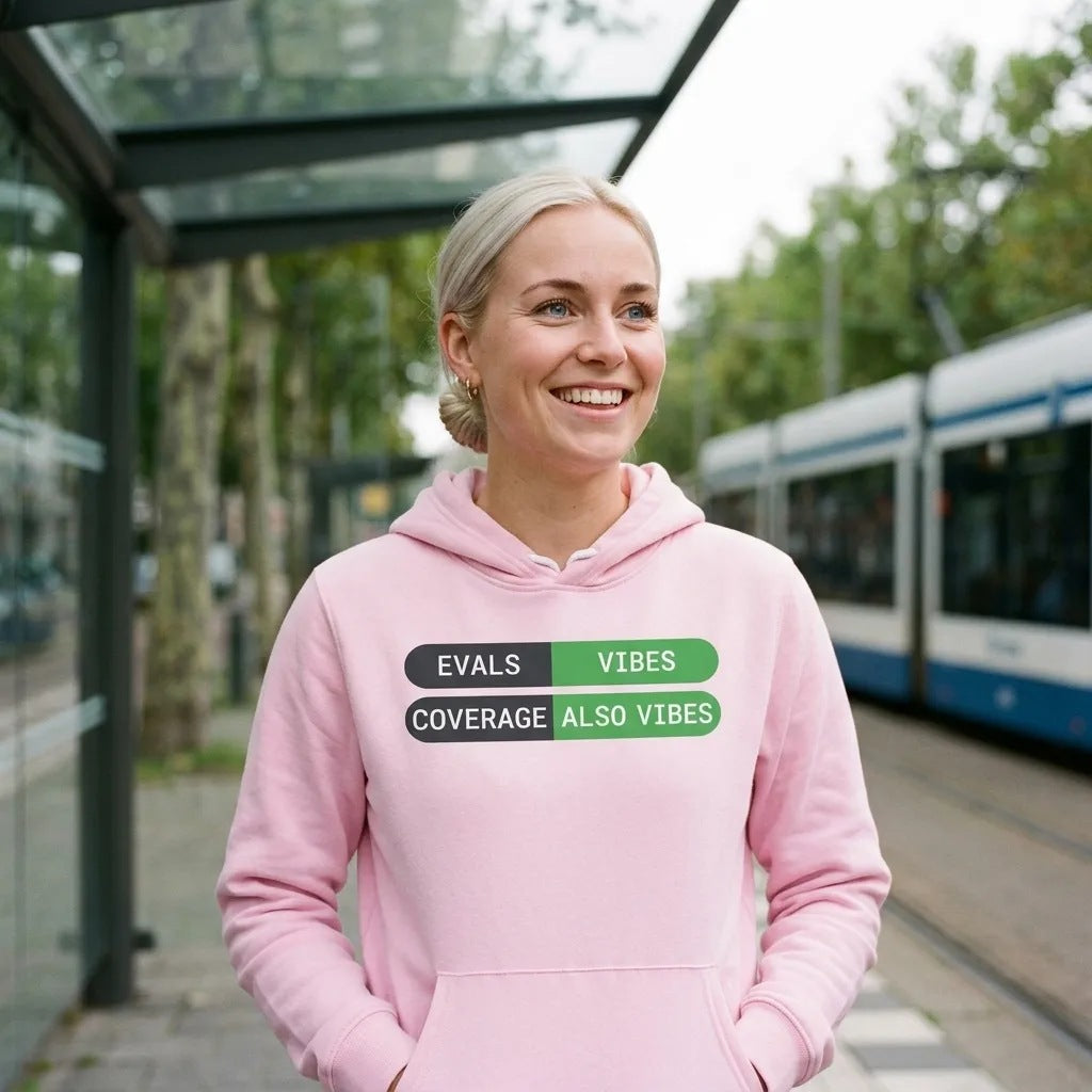 Eval Suite Vibes agentic AI engineer hoodie — lifestyle