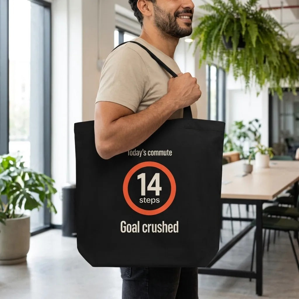 Today's Commute 14 Steps work from home tote bag — lifestyle