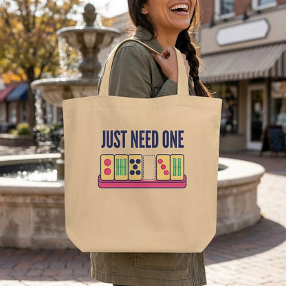 Just Need One funny mahjong tote bag — lifestyle
