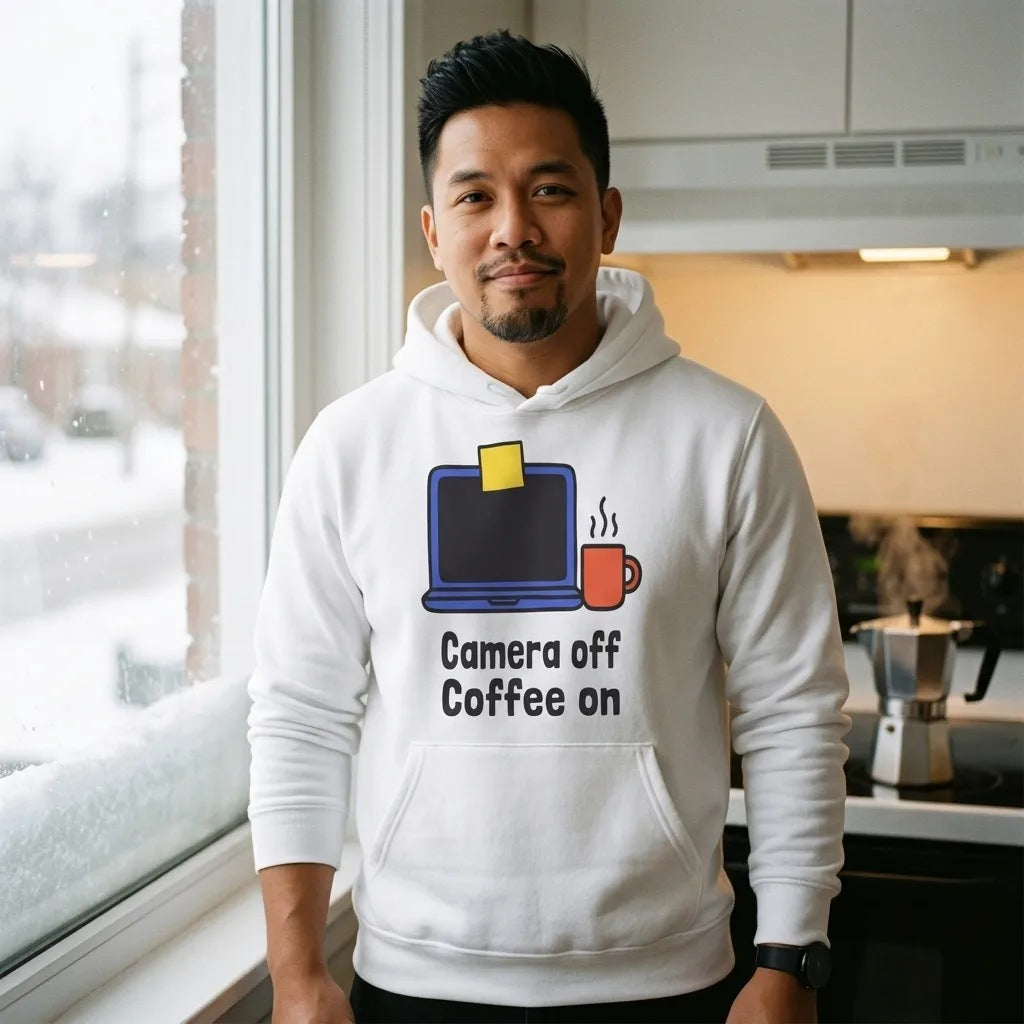 Camera Off Coffee On funny work from home unisex hoodie — lifestyle
