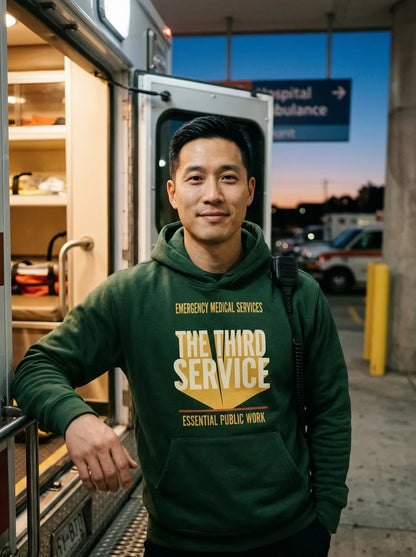 The Third Service EMS hoodie — lifestyle