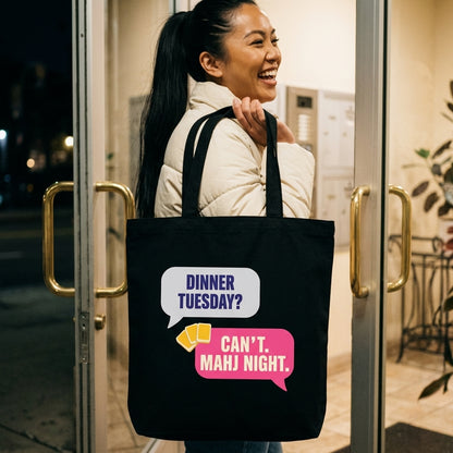 Mahj Night funny mahjong tote bag — lifestyle