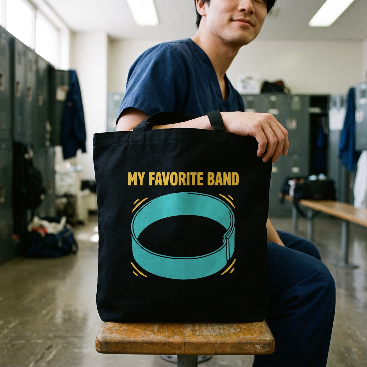 My Favorite Band funny physical therapy tote bag — lifestyle