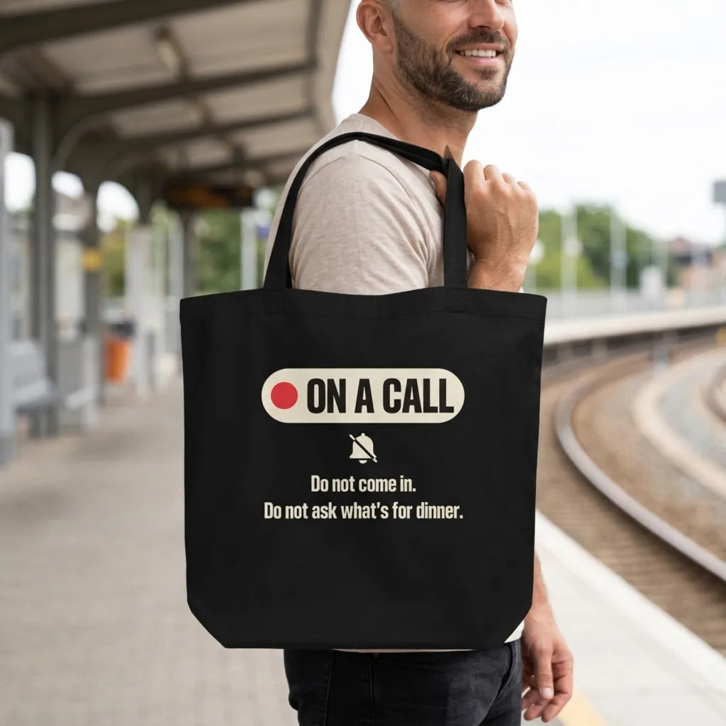 On A Call do not disturb status tote bag — lifestyle