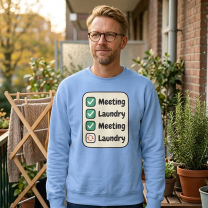 Meeting Laundry funny work from home crewneck sweatshirt — lifestyle