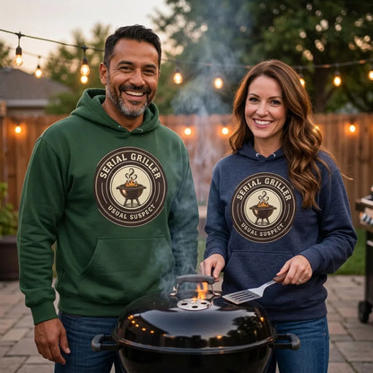 Serial Griller funny BBQ hoodie — lifestyle