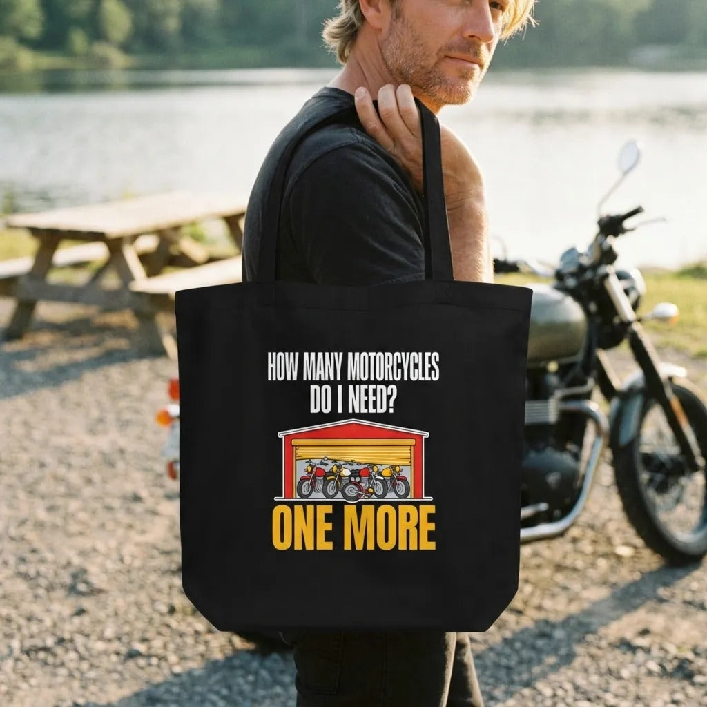 One More funny motorcycle tote bag — lifestyle
