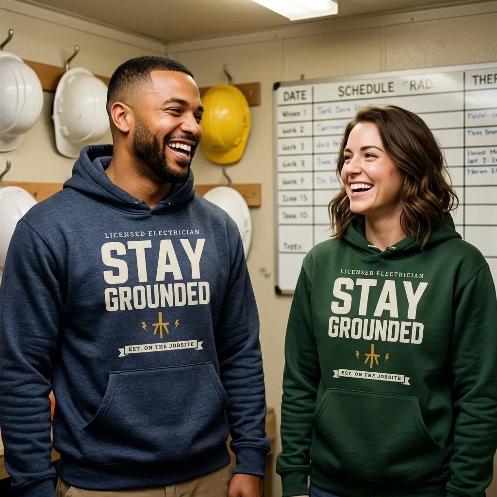 Stay Grounded funny electrician hoodie — lifestyle