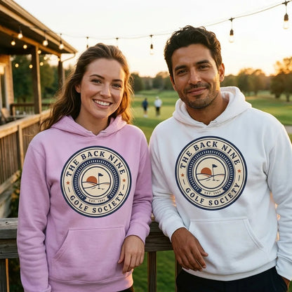 The Back Nine vintage golf roundel hoodie — lifestyle