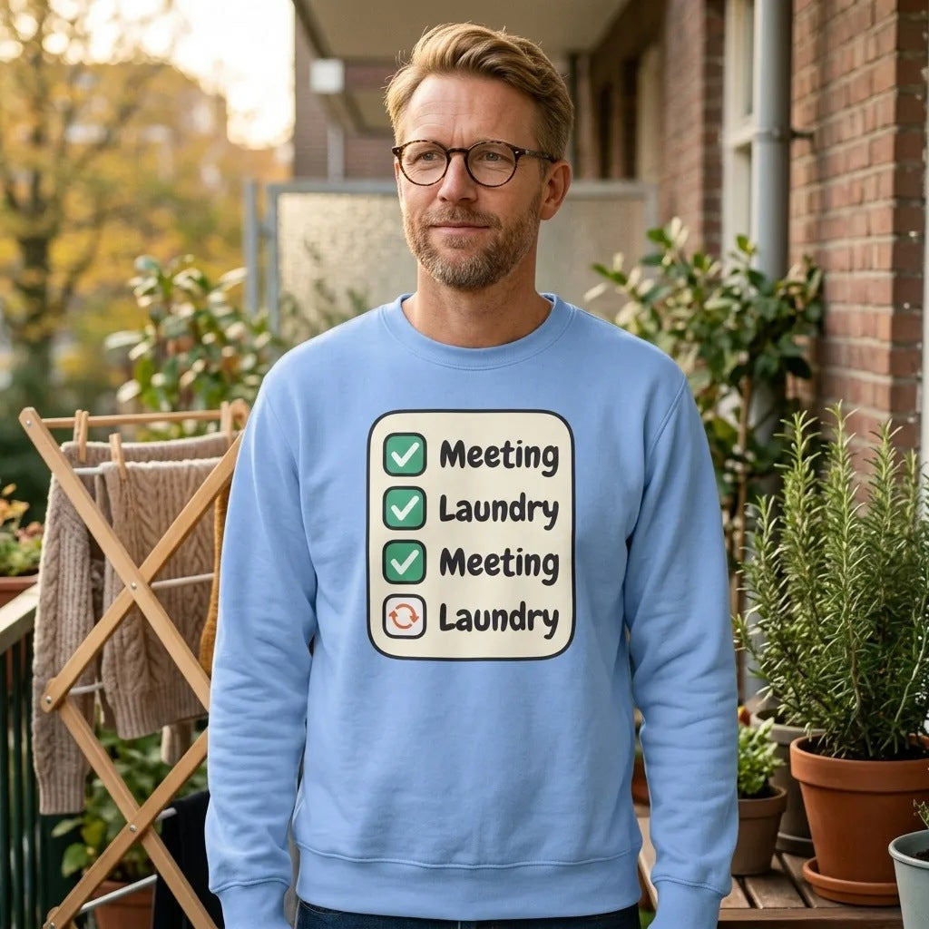 Meeting Laundry funny work from home crewneck sweatshirt — lifestyle