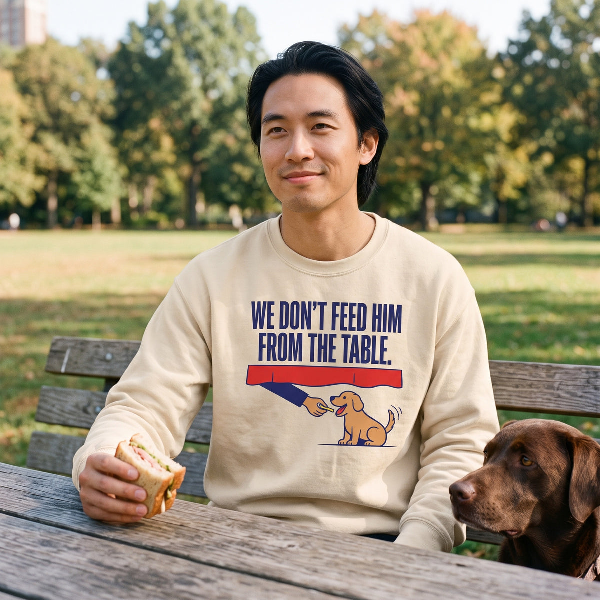 From The Table funny dog dad crewneck sweatshirt — lifestyle