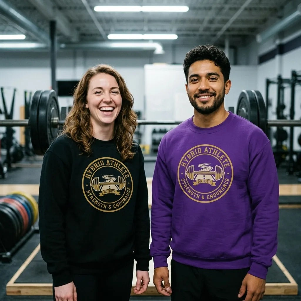Hybrid Athlete vintage athletic-department crest crewneck sweatshirt — lifestyle