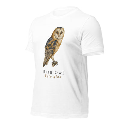 Barn Owl vintage field-guide tee — White, front-right