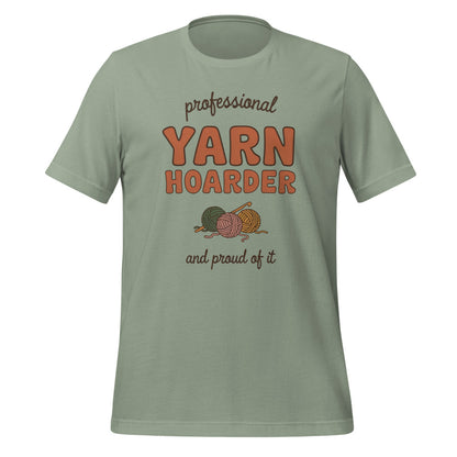 Professional Yarn Hoarder crochet cottagecore tee — Sage, front