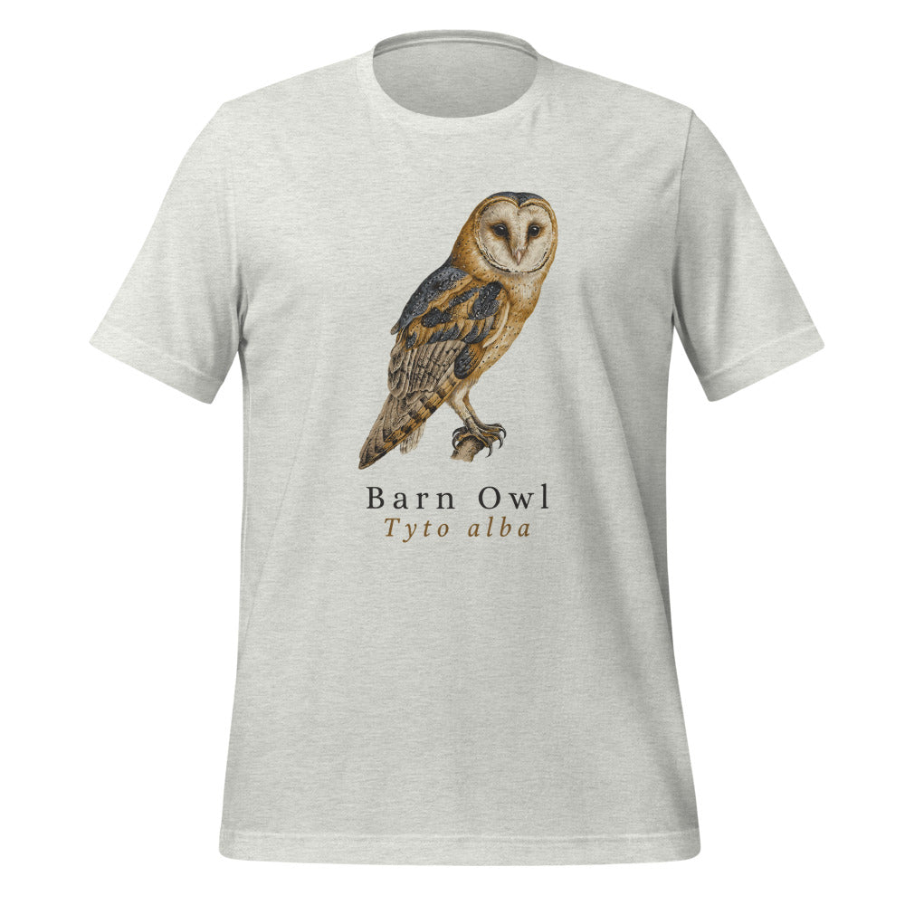 Barn Owl vintage field-guide tee — Ash, front
