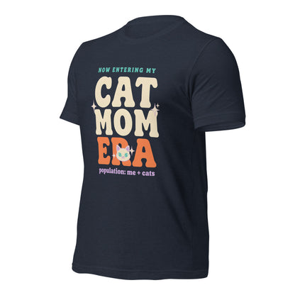 Cat Mom Era retro Y2K tee — Heather Navy, front right
