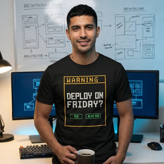 Deploy On Friday programmer tee — lifestyle